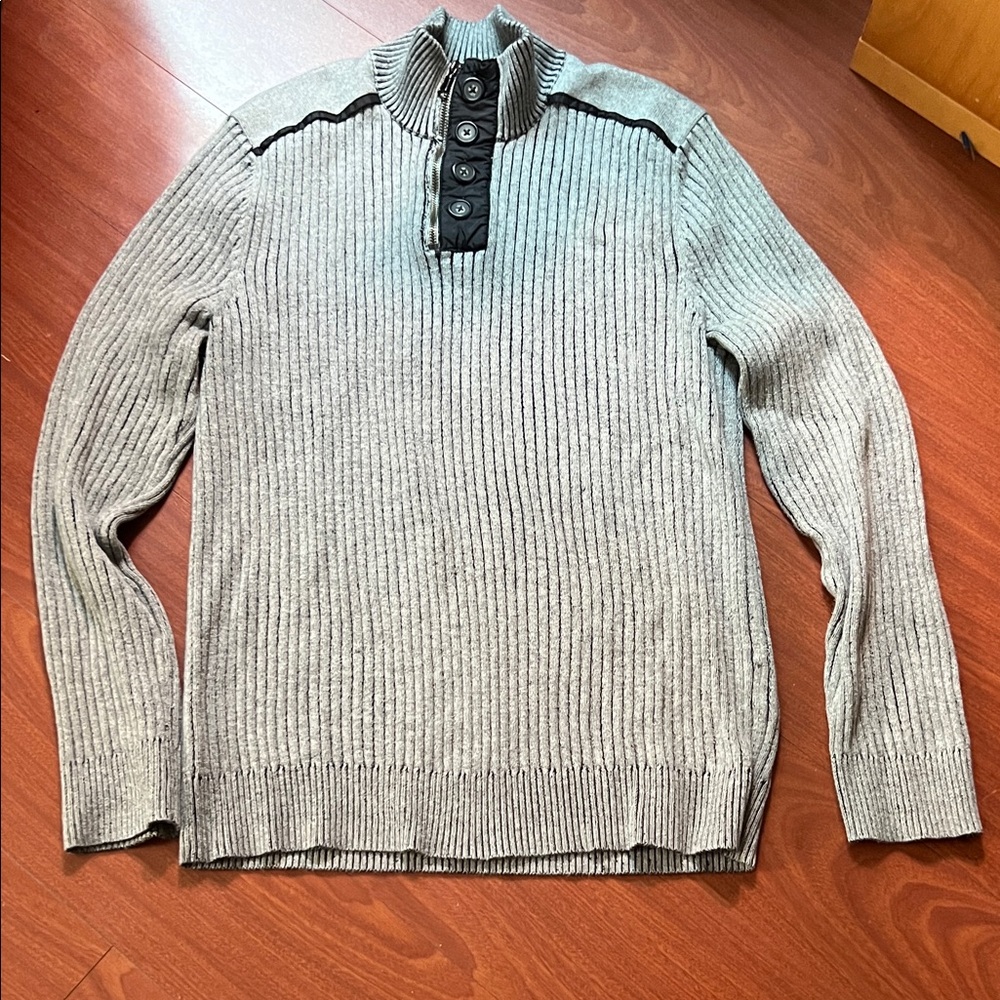 INC International Concepts Gray mock button Turtleneck Sweater Mens‎ size L